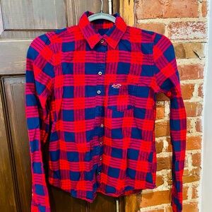 Hollister Red and Blue Button Down Shirt